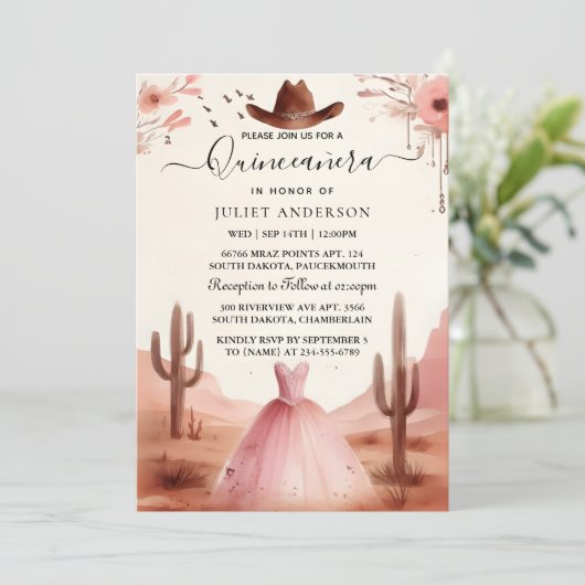 Nu Natuur Boerderij Hout Boho Westerse Quinceanera Kaart (Staand voorkant)