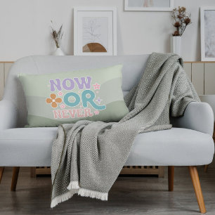 Nu of nooit Inspirerend citaat Blauwgroen groene p Accent Kussen