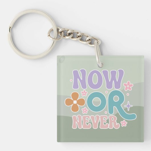 Nu of nooit Inspirerend citaat Blauwgroen groene p Sleutelhanger (voorkant)