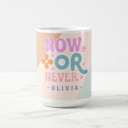Nu of nooit - Retro Inspirerend Quote Koffiemok (Center)