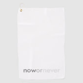 Nu of nooit verdwijnend citaat voor uitstelkrachte golfhanddoek (Voorkant)