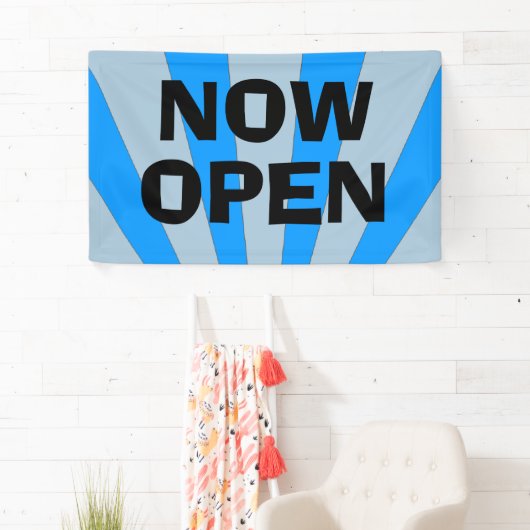 Nu Open blauw zwart bannerteken Spandoek (Insitu)