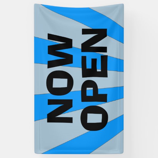 Nu Open blauw zwart bannerteken Spandoek (Verticaal)