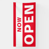 Nu Open Business Red White — groots buitenteken Spandoek (Verticaal)