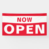 Nu Open Business Red White — groots buitenteken Spandoek (Horizontaal)