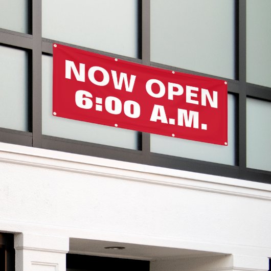 Nu Open Custom Time Business Spandoek (Buitenkant Gebouw)