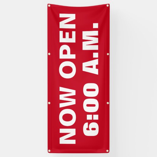 Nu Open Custom Time Business Spandoek (Verticaal)