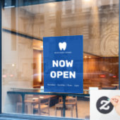 Nu Open Dentist | Logo openingstijden voor bedrijv Raamsticker (Cafe Raam)