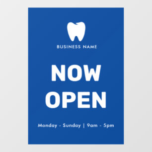 Nu Open Dentist Logo openingstijden voor bedrijv Raamsticker