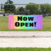 Nu open! Geometrische regenboogbanner Spandoek (Insitu)
