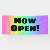 Nu open! Geometrische regenboogbanner Spandoek (Horizontaal)