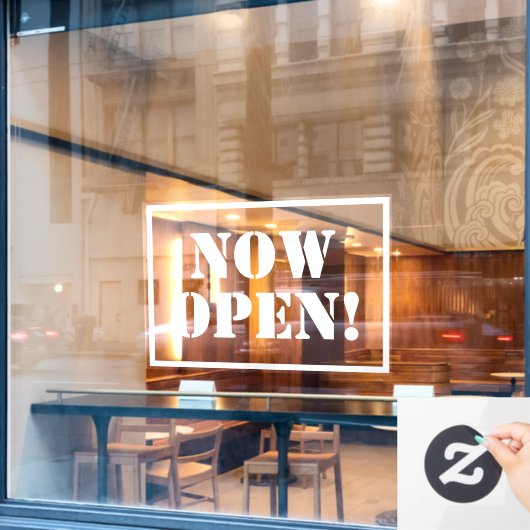 Nu open het Venster van het Teken Caling Raamsticker (Cafe Raam)