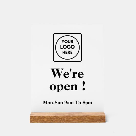 Nu Open Logo | Aangepast Openingstijden Bord voor  (Voorkant)