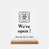 Nu open Logo | Aangepaste openingstijden voor bedr Acryl Bord (Voorkant)