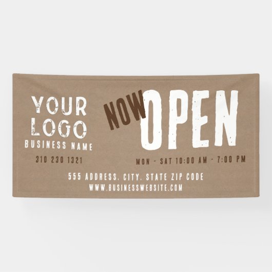 Nu Open Rustieke Charm Kraft Paper Business Spandoek (Horizontaal)