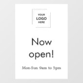 Nu Open Uithangbord | Bedrijfslogo Witte Raamfolie Raamsticker (Vel)