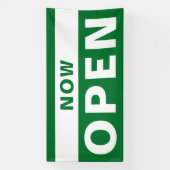 Nu Open Zakelijk Groen Wit Groot Buitenschild Spandoek (Verticaal)