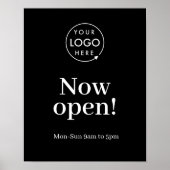Nu openen | Business Opening Times Logo Black Poster (Voorkant)