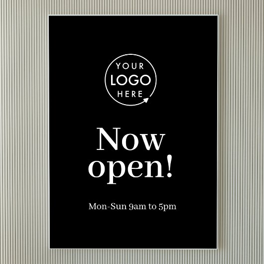 Nu openen | Business Opening Times Logo Black Poster