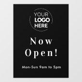 Nu openen | Business Opening Times Logo Black Raamsticker (Vel)