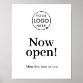 Nu openen | Business Opening Times Logo White Poster (Voorkant)