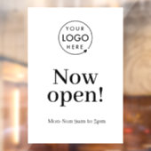 Nu openen | Business Opening Times Logo White Raamsticker (Vel 2)