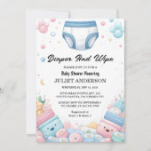 Nu Post Dad Roze Blauwe Luier en Veeg Baby shower Kaart (Voorkant)