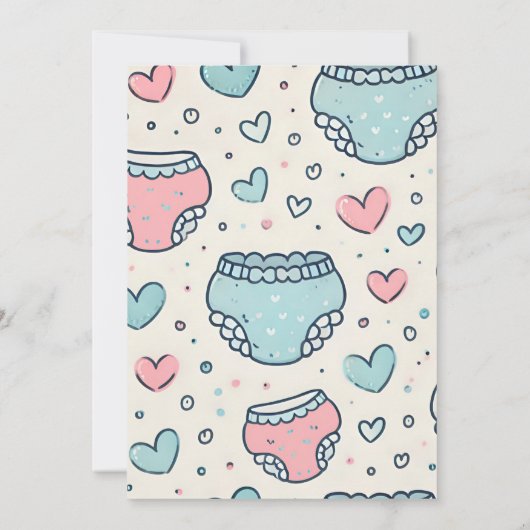 Nu Post Dad Roze Blauwe Luier en Veeg Baby shower Kaart (Achterkant)