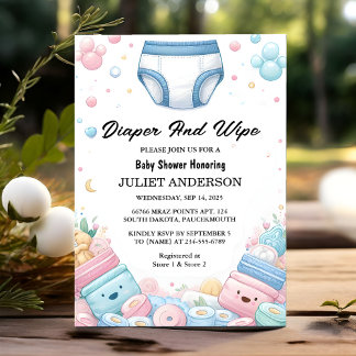 Nu Post Dad Roze Blauwe Luier en Veeg Baby shower Kaart