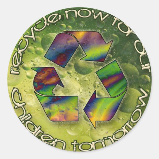 Nu recyclen ronde sticker (Voorkant)