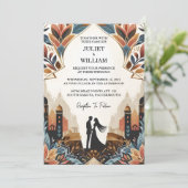 Nu  Retro Arabisch Exotisch Bold Damask Bruiloft Kaart (Staand voorkant)