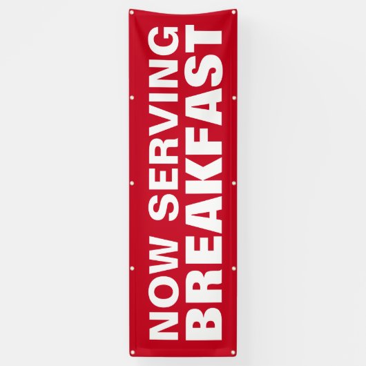 Nu Rood Breakfast Business Sign Spandoek (Verticaal)