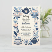 Nu Royal Chic Volwassen Fairy Tea Party 60ste verj Kaart (Staand voorkant)