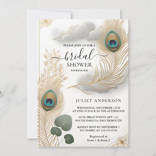 Nu rustieke Aziatische Sky Cloud Peacock Vrijgezel Kaart (Voorkant)