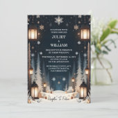 Nu rustieke bos sterren sneeuw heldere winter brui kaart (Staand voorkant)