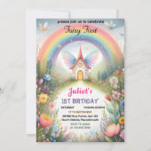 nu schattig Floral Roze meisje fee eerste 1e verja Kaart (Voorkant)