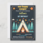 Nu Schattige Natuur Boys One Happy Camper 1e Verja Kaart (Voorkant)