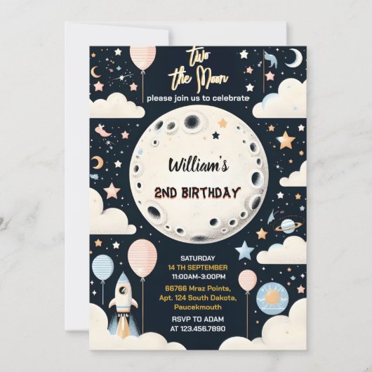 Nu Schattige Space Night Sky Two The Moon 2nd Birt Kaart (Voorkant)