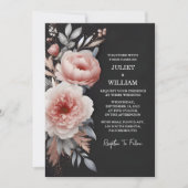 Nu Silk Pink Boho Peony Garden Dusty Roos bruiloft Kaart (Voorkant)