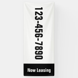 Nu te huur appartement telefoonnummer zwart-wit spandoek