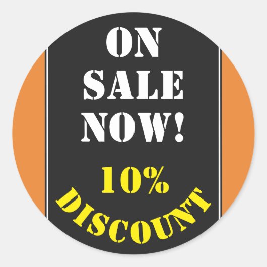 "NU TE KOOP!" "10% KORTING" Ronde Sticker (Voorkant)