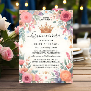 Nu Tiara Familie Latina Girly Spaans Quinceanera Kaart