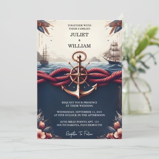 Nu touw knoop boot schip marine blauw nautische br kaart (Staand voorkant)