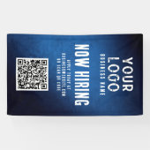 Nu Vacature Banner QR Code Blauwe Grunge Gradiënt (Horizontaal)