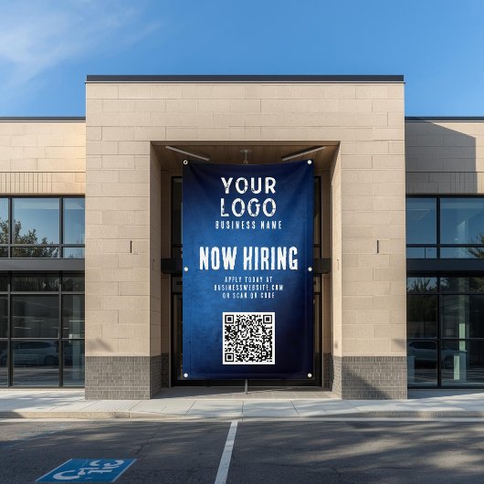 Nu Vacature Banner QR Code Blauwe Grunge Gradiënt