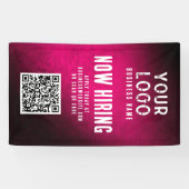 Nu Vacature Banner QR Code Magenta Grunge Gradiënt (Horizontaal)