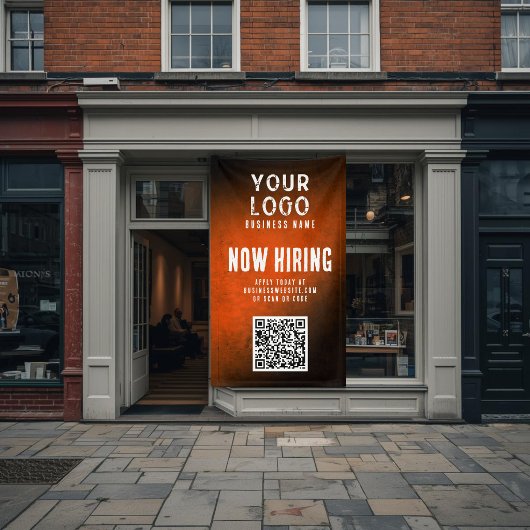 Nu Vacature Banner QR Code Oranje Grunge Gradiënt
