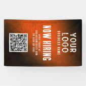 Nu Vacature Banner QR Code Oranje Grunge Gradiënt (Horizontaal)