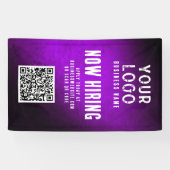 Nu Vacature Banner QR Code Paarse Grunge Gradiënt (Horizontaal)