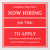 Nu Vacature Winkel Bedrijfs Vacature Raamsticker (Vel)